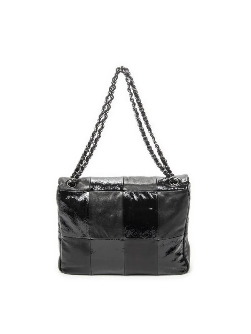 Chanel Brooklyn Ligne Patchwork Chain Flap Bag Black Leather